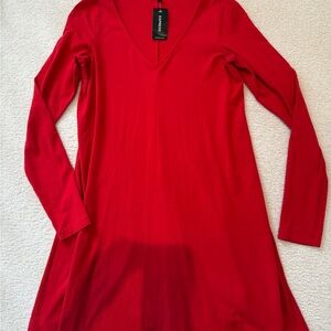 Express Bold Red Long Sleeve Dress